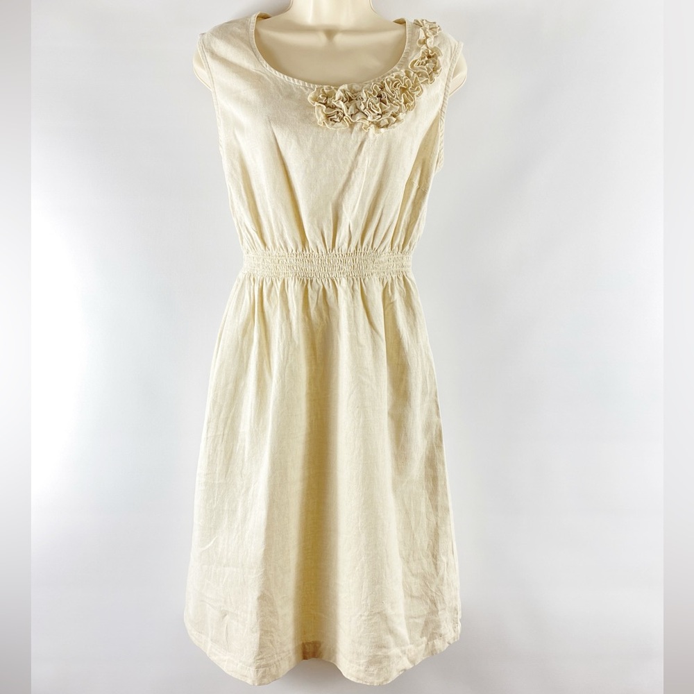 Level Eight Linen Blend Beige Sleeveless Dress Size Medium